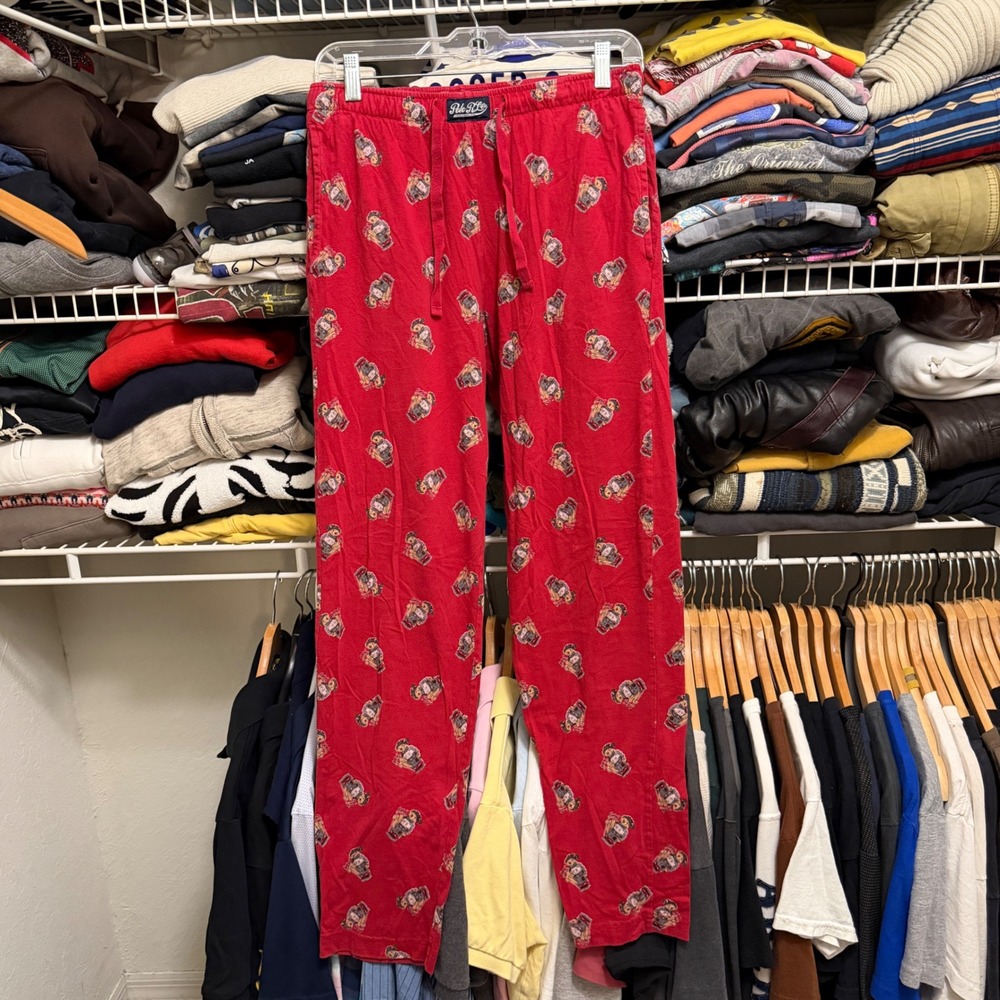 Polo Ralph Lauren Pajama Pants Mens S Red Polo Bear Print Sleepwear Lounge